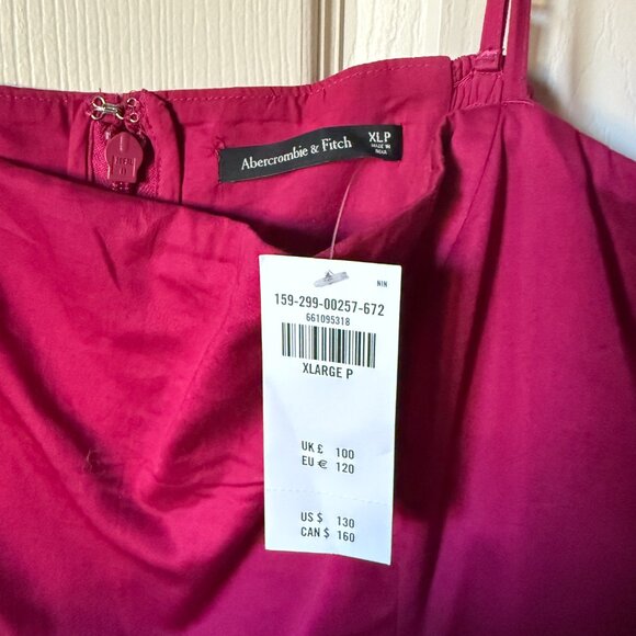 Abercrombie & Fitch Berry Dipped-Waist Bubble Hem - Midi Dress - XL Petite - Picture 3 of 3